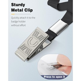 Uniclife 50 Pack Lanyards Bulk Badge Lanyards for ID Badge Holders Flat Neck Lanyards with Metal Clips Black Nylon Straps for Home Office School Card Case Name Badge Holders