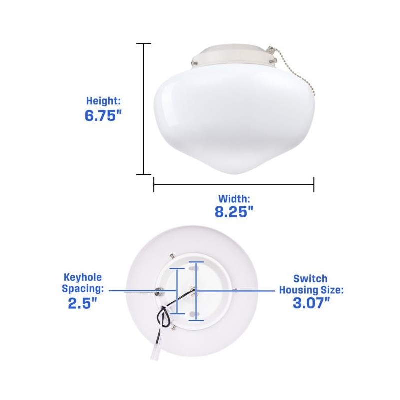 Westinghouse 7785300 LED Schoolhouse Indoor/Outdoor Ceiling Fan Light Kit, White