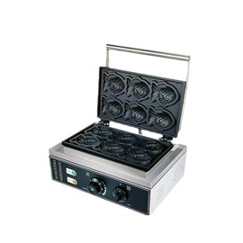 Commercial Taiyaki Fish Waffle Maker Machine with Non Stick Cooking Plate, 1600W Electric Japanese Fish Shaped Waffle Iron, Stainless Steel Professional 110V 6 Mini Closed-Mouth Fish waffles