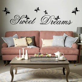 ufengke Wall Tattoo Sayings Simple Sweet Dreams Words Large Decorative Wall Stickers Removable DIY Vinyl Wall Stickers for Living Room, Bedroom, Family
