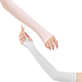 2 Pairs UV Long Sun Gloves Women's Sunblock Driving Gloves Non Slip Thumb Opening Arm Sun Protective for Outdoor Sports Summer Supplies