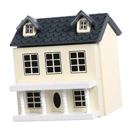 KONTONTY 1:12 Scale Miniature House Model Kit Tiny Wooden Mini House Adorable Miniature Villa 1pc Wall Grey Roof