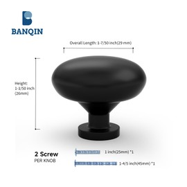 LONTAN Pack of 6 Cabinet Knobs, Black Furniture Knobs, Drawer Knobs, One Hole Drawer Handles for Bathroom, Bedroom