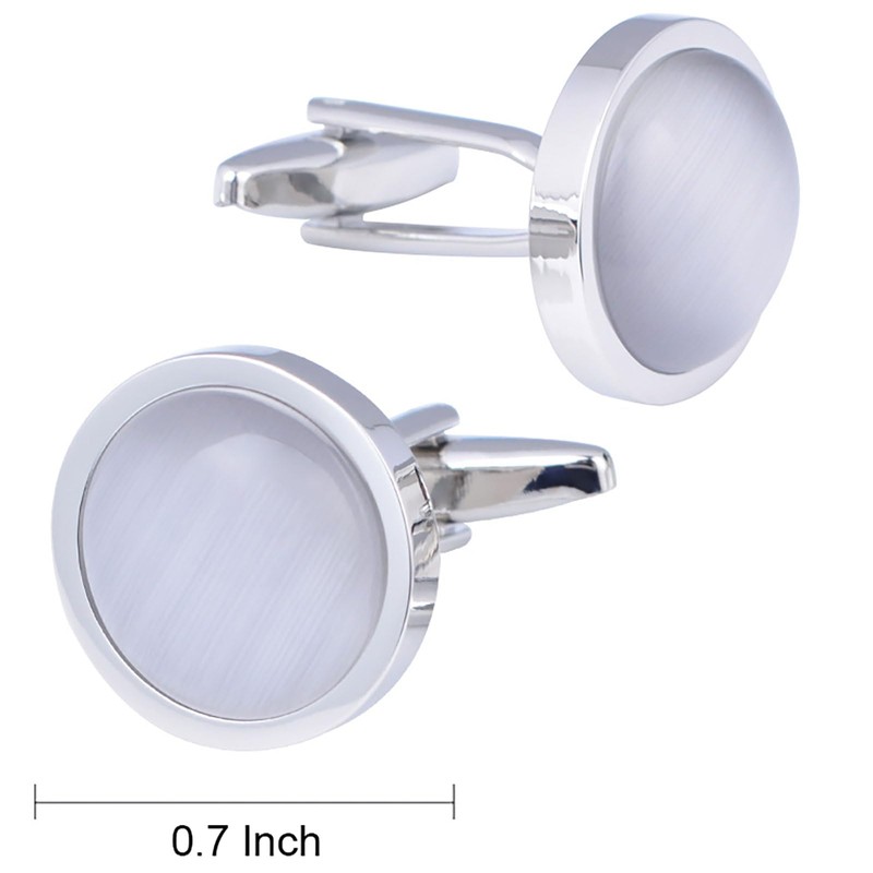 Jonwo Round Opal Stone Cufflinks In Gift Box for Men