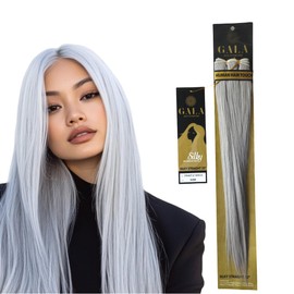 GALA BY IBEAUTY Silky Extension Cabello Lacia 100% Fibra Natural 22 Pulgadas (#SILVER PLATA), 1.0 unidad