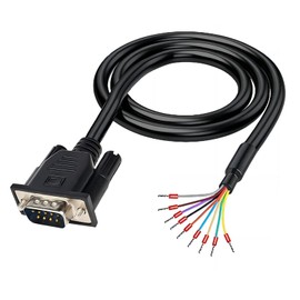 Willwewon 5Ft 1.5m 26AWG DB9 Male RS232 9 Pin Serial Extension Cable, RS232 D-SUB DB9 Serial to 9 Bare Wire Breakout Board Connector
