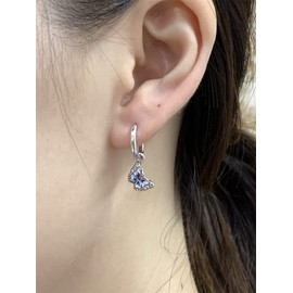 Boho CZ Butterfly Dangle Hoop Earrings for Women Girls 925 Sterling Silver Oxidized Plated Cute Charms Drop Danling Small Hoop Cartilage Cuffs Wrap Hypoallergenic Dainty Birthday Holiday Jewelry Gifts