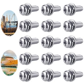 Pavike Cross Hole Bolts (Set of 15) Pan Head Machine Screws, M4, 304 Stainless Steel, Phillips Screws, Fastener Bolts, M 4 x 8, Cross Hole, Disc Round Head Design, Used for Machinery, Equipment,
