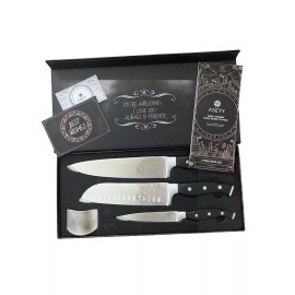 ASETY Knife Set, 3 PCS Kitchen Knife Set with Built-in Knife Sharpener.