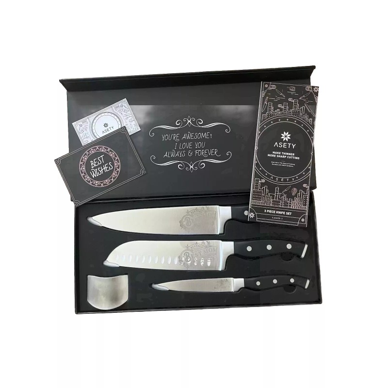 ASETY Knife Set, 3 PCS Kitchen Knife Set with Built-in