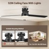 52 Inch Ceiling Fans with Lights, Remote Control, 3CCT, Dimmable&Adjustable