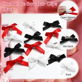 SAWINDA 30PCS Mini Ribbon Bow Hair Clips for Women Black White Hair Ribbon Clips Small Bowknot Hair Barrettes Cute Small Bows Claw Clips Metal Y2k Hair Accessories for Women Girls
