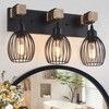 A1A9 3-Light Farmhouse Vanity Light for Bathroom, Wood Wall Sconce
