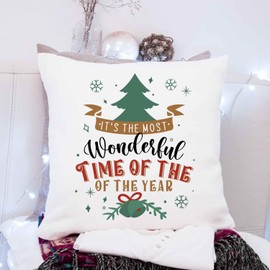 GRAVURZEILE Cushion with Motif - It's the most wonderful time of the year - Gift for Friends and Family as Decoration for Christmas - Gifts for Him and Her - Size with Filling