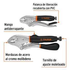 2-Pc Curved Jaw Locking Plier Set Non-Slip Grip 4" & 10"