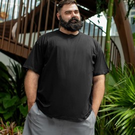 Men’s Big and Tall Shirts 100% Cotton Casual Tee Ultra Soft Breathable Short Sleeve T-Shirts Classic Basic Tops XL-6XL Black