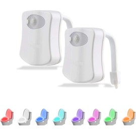 TechFaith Toilet Night Light, Toilet Bowl 8 Color Sensor Motion Activated, Water-Resistant, Fits Any Toilet Size (2 Pack)