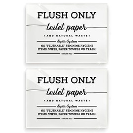 Reilly Originals 5x7 Inch Flush Only Toilet Paper & Natural Waste Designer Sign ~ Ready to Stick, Lean or Frame ~ Premium Finish, Durable (2)