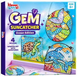 Klever Kits Diamond Art Kits for Kids, 4PCS Gem Painting Kit, Window Art Suncatchers Mosaic Kits Crafts for Girls Boy Birthday Gifts Toys Age 6+