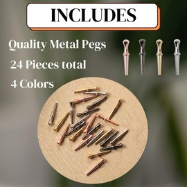 Solid H Cribbage Pegs - 24 Pieces Quality Metal Cribbage Board Pegs in 4 Premium Cribbage Pegs Metal for Standard Cribbage Boards