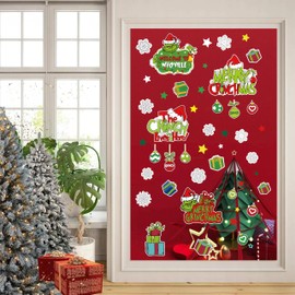 84 PCS Christmas Window Clings Stickers for Glass Winter Decorations for Indoor Funny Max Xmas Tree Wall Glass Stickers Holiday Decorations Funny Winter Holiday Home Kitchen Decorations