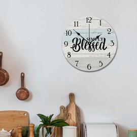 godblessign Large Wall Clocks Battery Operated Christian Jesus 12 Inch Silent Simply Blessed Analog Clock Rustic Wall Art Farmhouse Home Decor for Kitchen Living Room Bedroom Office