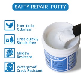 HOMMEE Drywall Repair Kit,Drywall Hole Patch Repair Kit to Fix Wall Surface Holes and Creak Damage with White Repair Putty 8.5OZ,4pcs 2" Aluminum Repair Patch,Scraper,Sanding Pad Fill Easy Solution