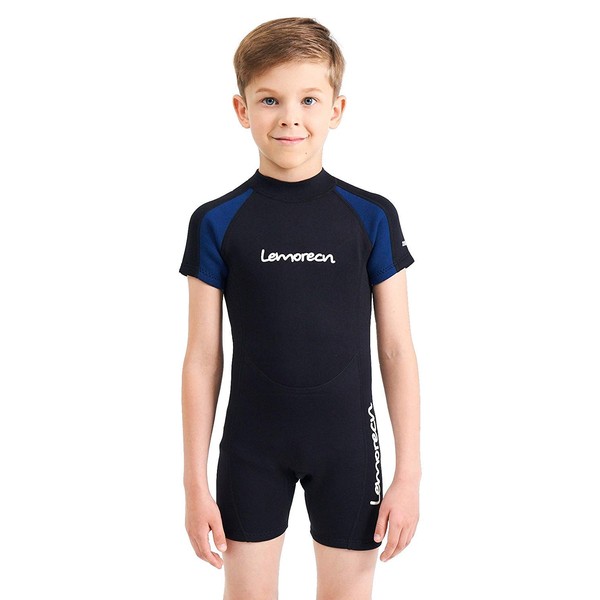 Lemorecn Kids Wetsuits Youth Premium Neoprene 2mm Youth's Shorty Swim Suits (4021blue-14)