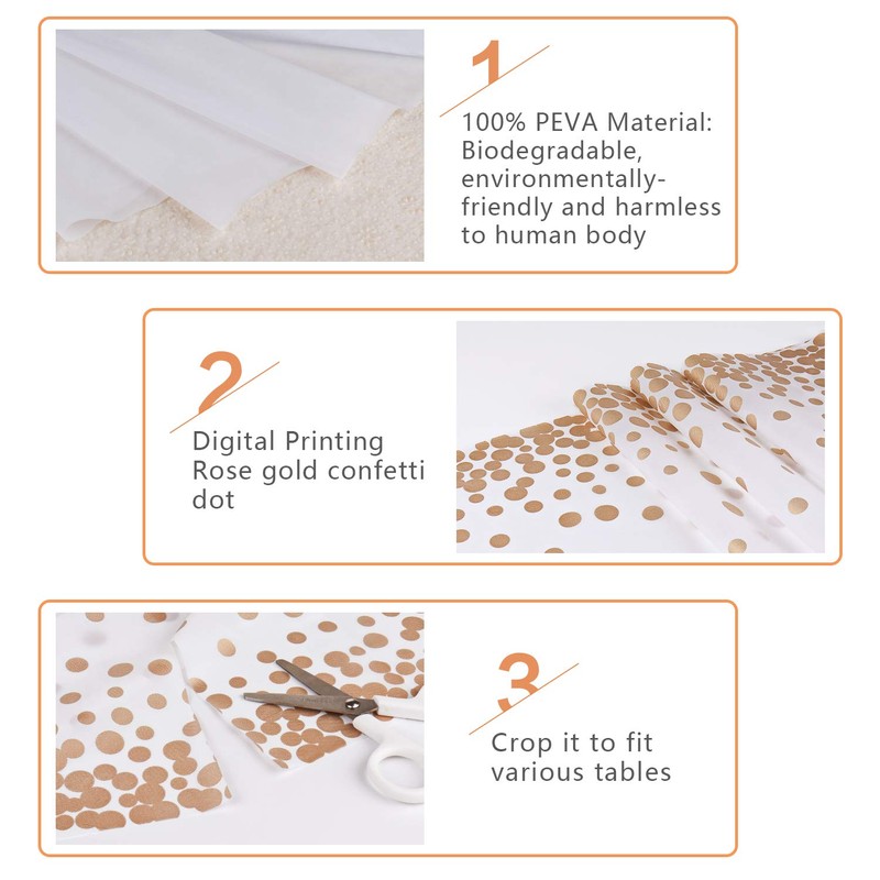 MOKANI Disposable Plastic Tablecloths, 4 Pack Party Rectangle Tablecloths, Rose