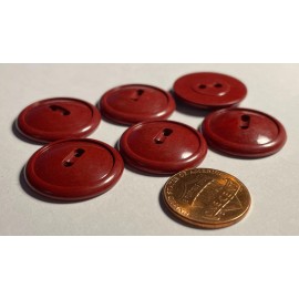 Unbranded Set of 6 Vintage Glossy Light Maroon Plastic Sew-thru Buttons 7/8" 23mm 14807