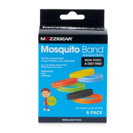 Mozzigear Mosquito Band for Kids 6 Pack - Citronella Oil Infused Waterproof Bug Bands & Wristband for Insects, Sandflies, Flies & Midges - Chemical Free and Deet Free