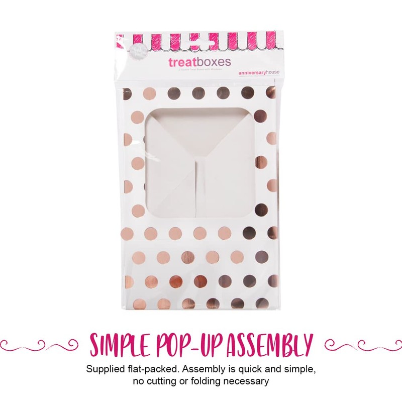 Anniversary House 2-pack Treat Boxes, Rose Gold Polka Dot Foil