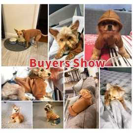 Idepet Pet Dog Hoodies Dog Clothes for Small Dogs Vest Chihuahua Clothes Warm Coat Jacket Autumn Puppy Outfits Cats Dogs Clothing(M, Coffee)