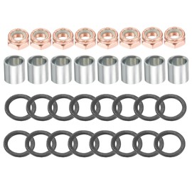 PATIKIL Skateboard Truck Hardware Kit, Skateboard Truck Lock Nuts Axle Washers Spacer Speed Rings Repair Set for Skateboard Cruiser, Silver Black Brown