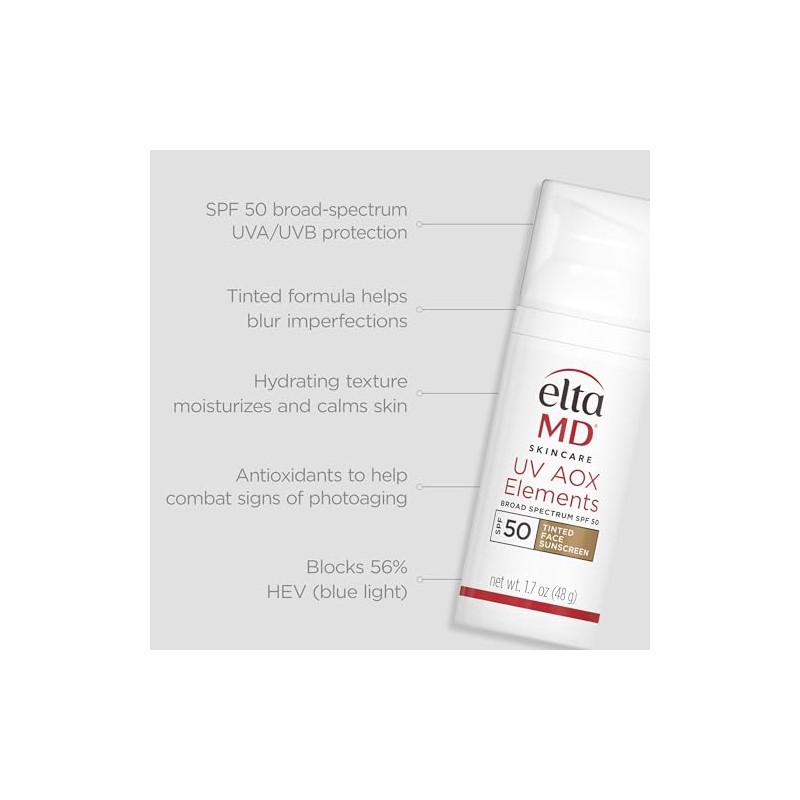 UV AOX Elements Tinted Mineral Face Sunscreen Lotion, Tinted Moisturizer