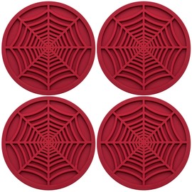 MEAJOO 4PCS Car Cup Holder Coasters, 2.75 Inch Universal Non-Slip Insert Water Bottle Holder Pads, Car Interior Accessories Sets (Red)