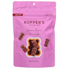 Kopper's Chocolate Milk Chocolate Covered Gummy Bears - No Artificial Colors or Flavors - 4 Oz Pouch, 4 Ounce (Pack of 1)