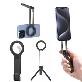 YOSHICA Smartphone Tripod, Mini Tripod, MagSafe, Stand & Handheld Mode, Selfie Stick, Smartphone Stand, Stable, Lightweight, Foldable, Easy to Carry, Compatible with All Models, Angle Adjustment