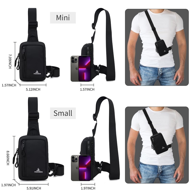 Peicees Small Crossbody Bag for Men Women Mini Sling Bag