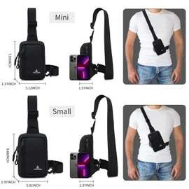 Peicees Small Crossbody Bag for Men Women Mini Sling Bag Travel Running Phone Daypack Cross Body Shoulder Bags, 2 Sizes, Mini Black