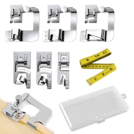 DERJDISF Rolled Hem Foot for Sewing Machine - 6-Piece Presser Feet Set - High Quality Sewing Accessories Set, Accessories with Tape Measure, Perfect for Household Sewing Machines, Sizes: 3/4/6 mm