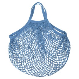 sourcing map Cotton Mesh Bag, 15x13.8 Reusable Washable Mesh Net String Grocery Bags Organizer for Fruits Vegetables Shopping Dark Blue