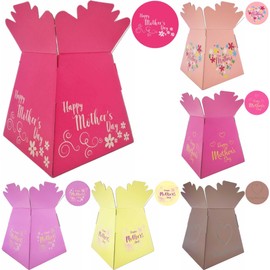 Mothers Day/Love Bouquet Box Vase - Transportation/Display Flower Box (Fuchsia Flowers)