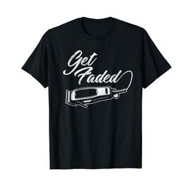 Vintage Distressed Barber - Get Faded Clippers Script Tail T-Shirt
