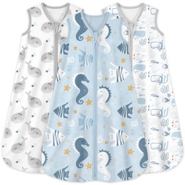 Yoofoss Baby Sleep Sack 6-12 Months 0.5 Tog Wearable Blanket for Baby, 3 Pack 100% Cotton Infant Toddler Sleeping Sack 2-Way Zipper Lightweight Sleep Sack