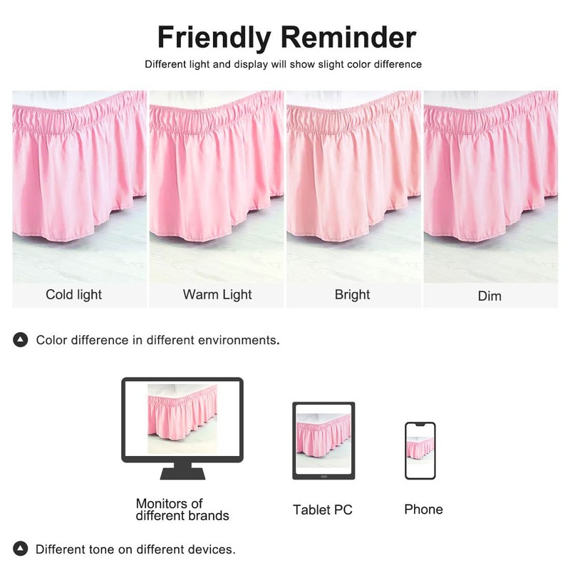 PiccoCasa Elasticated Bed Skirt Ruffled Bed Base Wrap Around Bed