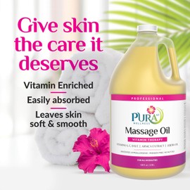 PURA 1st Wellness Professional Vitamin Therapy Massage Oil, 128oz, Professional Deep Tissue Therapy, Unscented Oil for Physical and Recovery
