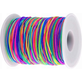 Elastic Beading Cords 100m Rainbow 1mm Elastic Cord Pony Bead Kids Beads Crafts Pony Beading Thread Stretch String Craft Cord Pony Bead String, Width 1mm…