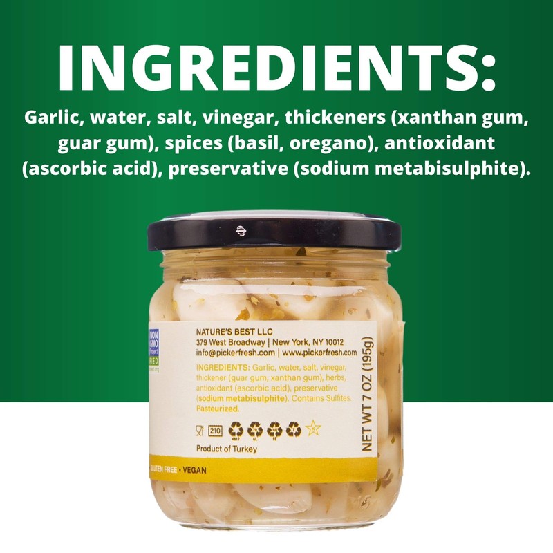 Pickerfresh Pickled Garlic - Gourmet Garlic Cloves - Simple Ingredients