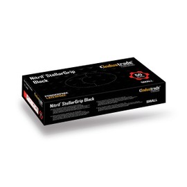 Industrade by Meditrade NITRIL StellarGrip Black Nitrile Industrial Gloves - Diamond Texture for Enhanced Grip - Powder & Latex Free Disposable Gloves - 6.5g Thickness - Small - 50pcs